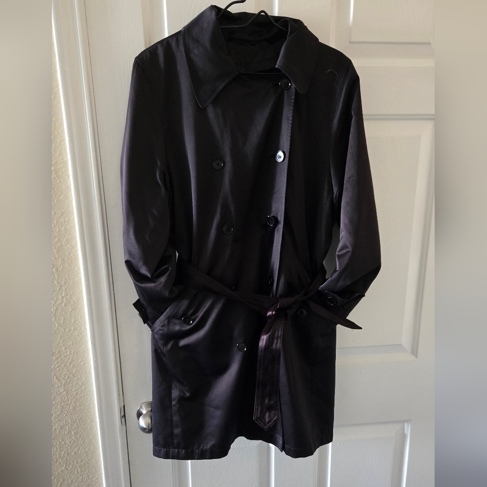 Anne Klein Black Double-Breasted Trench Coat